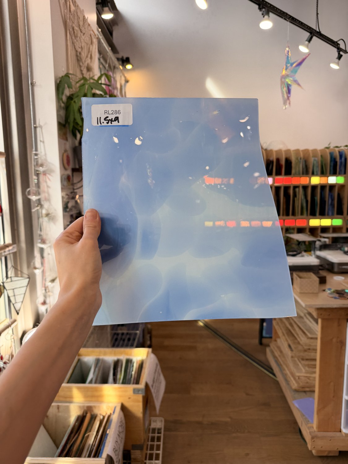 Mouthblown Flash on Clear St Just Blue White Cloud Mix