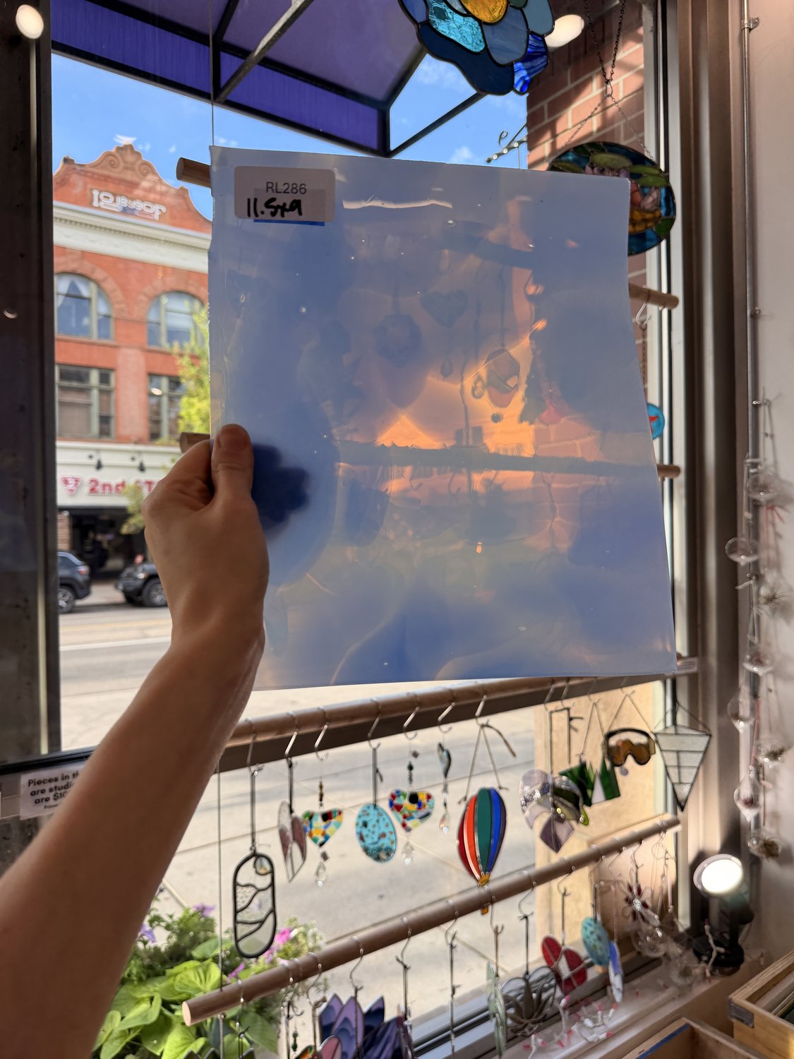 Mouthblown Flash on Clear St Just Blue White Cloud Mix