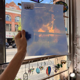 Mouthblown Flash on Clear St Just Blue White Cloud Mix