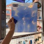 Mouthblown Flash on Clear St Just Blue White Cloud Mix