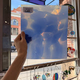 Mouthblown Flash on Clear St Just Blue White Cloud Mix