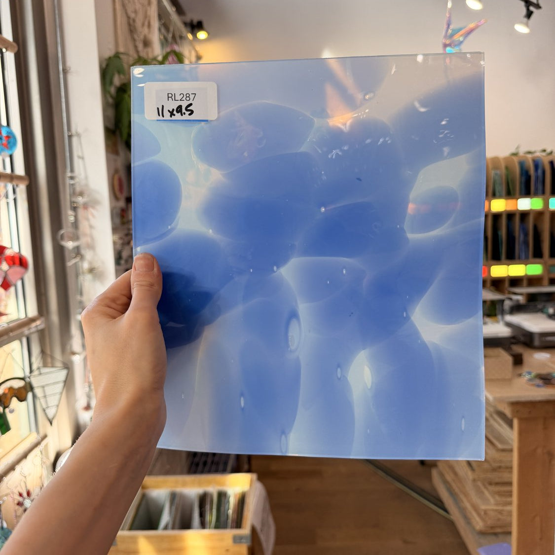 Mouthblown Flash on Clear St Just Blue White Cloud Mix