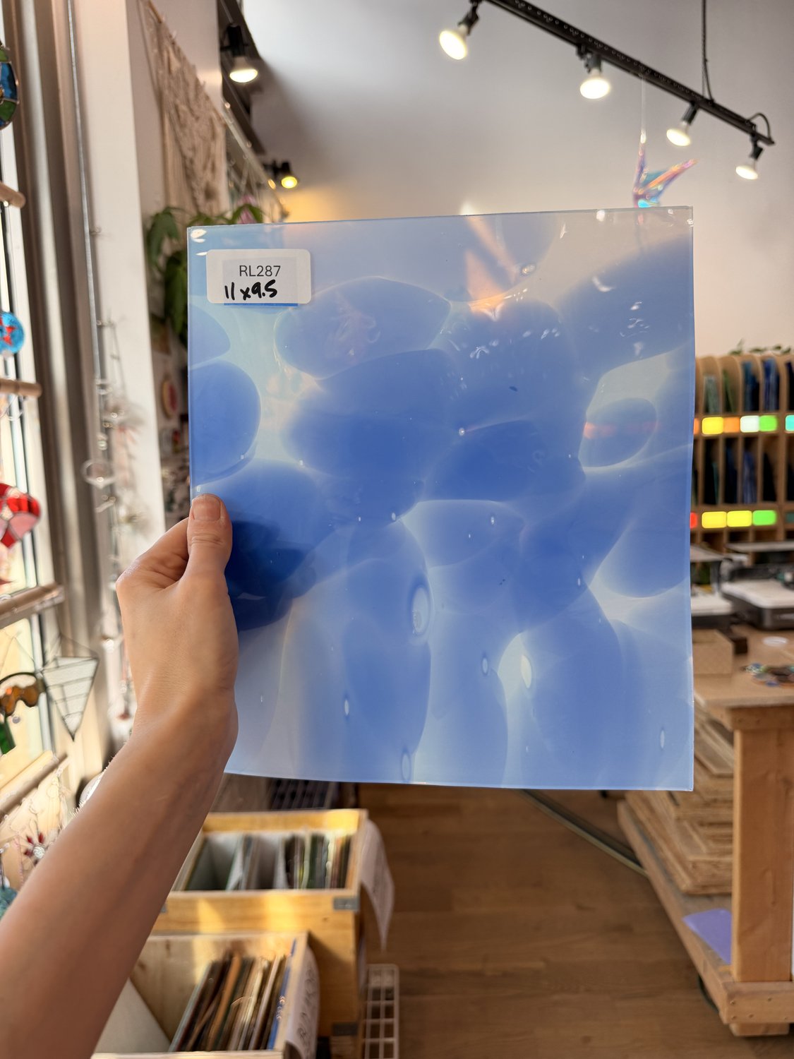 Mouthblown Flash on Clear St Just Blue White Cloud Mix