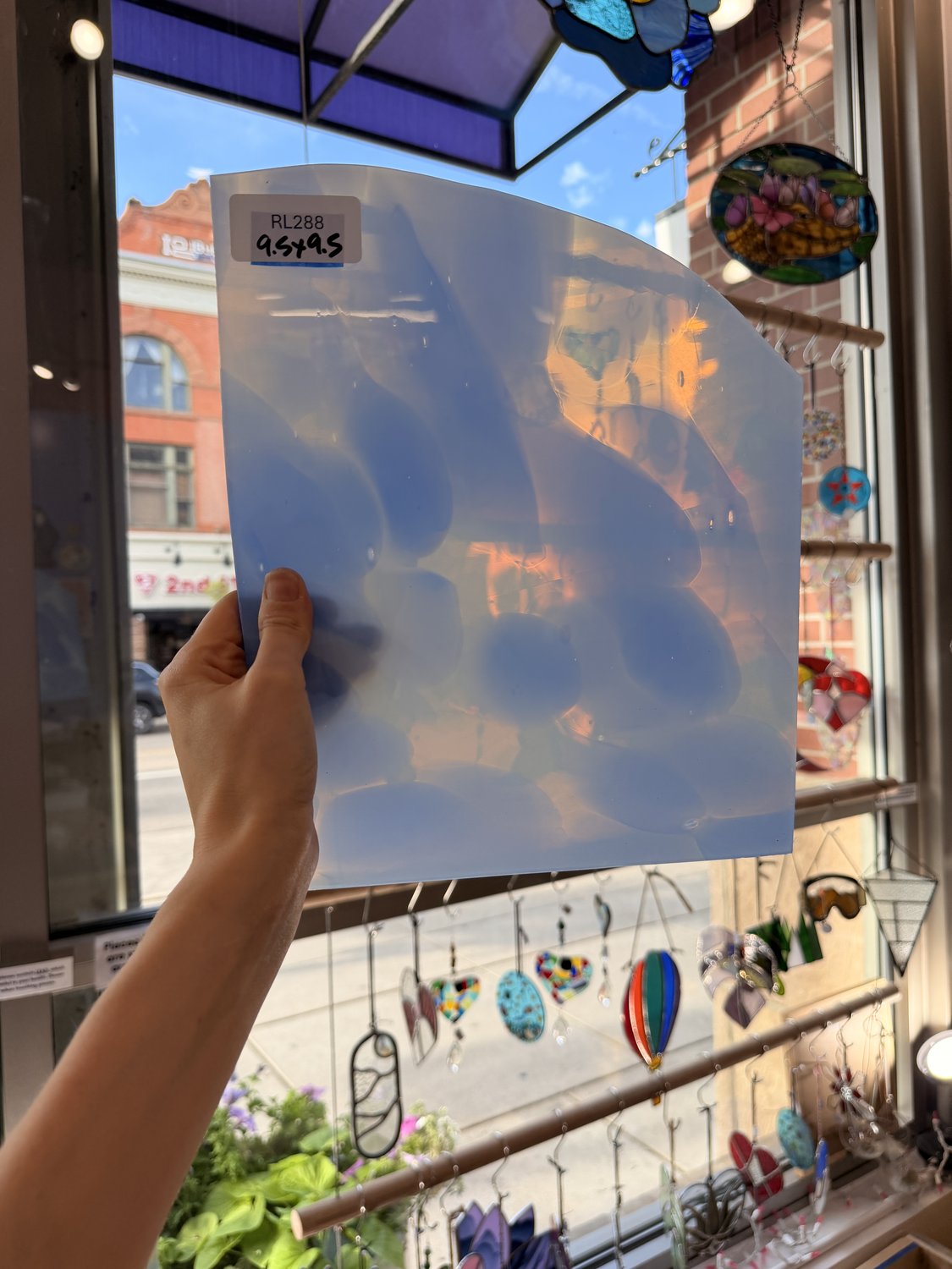 Mouthblown Flash on Clear St Just Blue White Cloud Mix