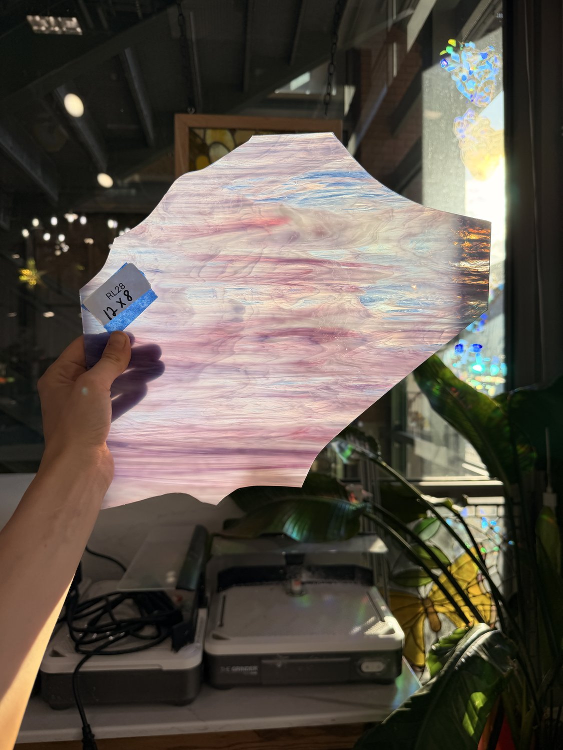 Rare Pink Purple Mixed Spectrum Pearl Opal Sheet Glass
