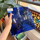 Dark Blue Mouthblown Transparent Flash Glass on Clear