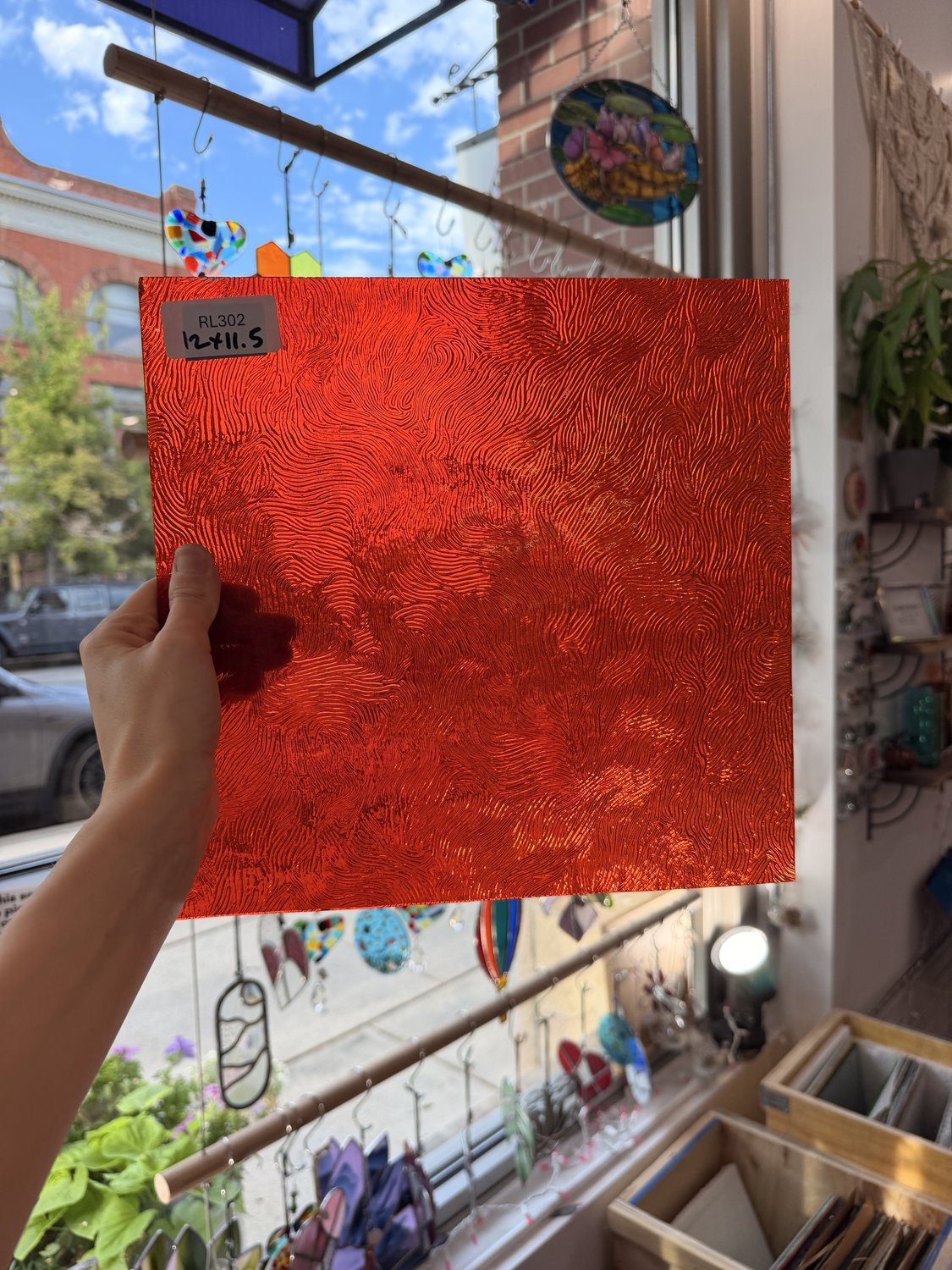 Orange Cathedral Transparent Textured Vertigo Kokomo Sheet Glass