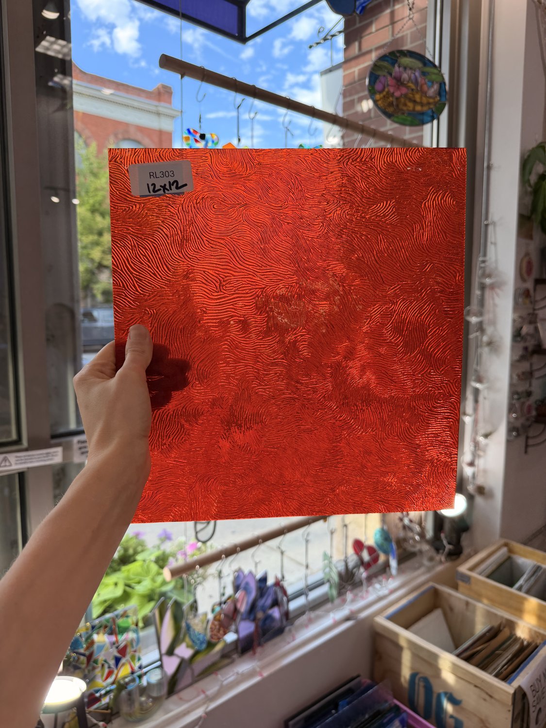 Orange Cathedral Transparent Textured Vertigo Kokomo Sheet Glass