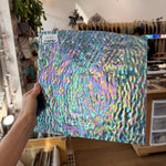 Iridescent Transparent Peacock Blue Tight Ripple Kokomo Sheet Glass