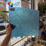 Iridescent Transparent Peacock Blue Tight Ripple Kokomo Sheet Glass