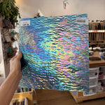 Iridescent Transparent Peacock Blue Tight Ripple Kokomo Sheet Glass