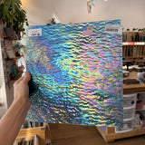 Iridescent Transparent Peacock Blue Tight Ripple Kokomo Sheet Glass