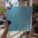 Iridescent Transparent Peacock Blue Tight Ripple Kokomo Sheet Glass