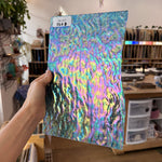 Iridescent Transparent Peacock Blue Tight Ripple Kokomo Sheet Glass