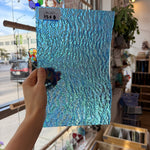 Iridescent Transparent Peacock Blue Tight Ripple Kokomo Sheet Glass