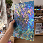 Iridescent Transparent Peacock Blue Tight Ripple Kokomo Sheet Glass