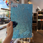 Iridescent Transparent Peacock Blue Tight Ripple Kokomo Sheet Glass