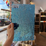 Iridescent Transparent Peacock Blue Tight Ripple Kokomo Sheet Glass