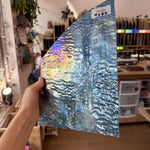 Iridescent Transparent Peacock Blue Tight Ripple Kokomo Sheet Glass