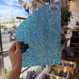 Iridescent Transparent Peacock Blue Tight Ripple Kokomo Sheet Glass – RL309