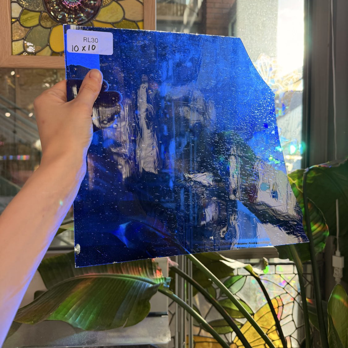 Dark Blue Mouthblown Transparent Flash Glass on Clear