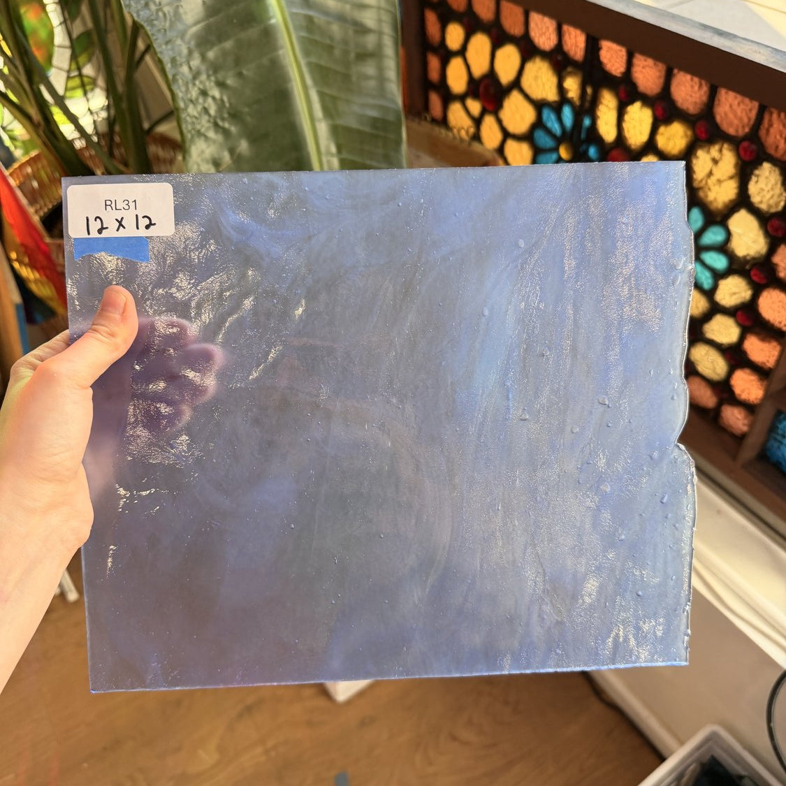 Periwinkle Stipple Youghiogheny Sheet Glass
