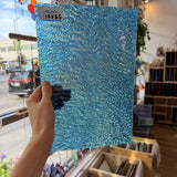 Iridescent Transparent Peacock Blue Tight Ripple Kokomo Sheet Glass – RL310