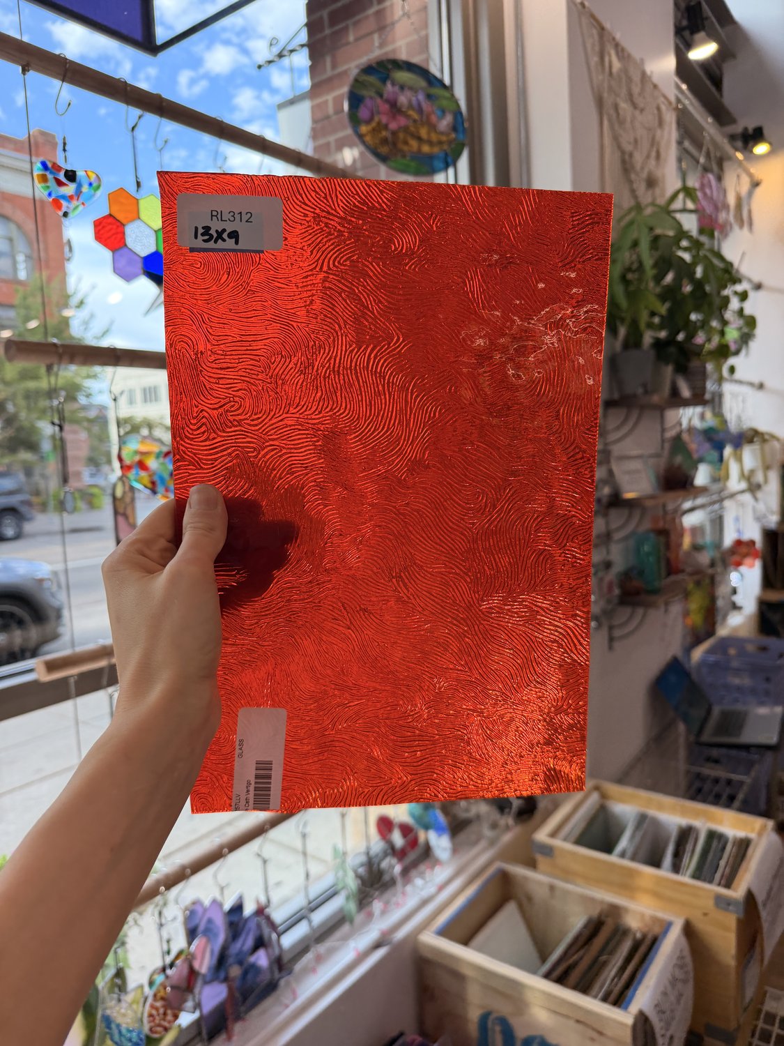 Orange Cathedral Transparent Textured Vertigo Kokomo Sheet Glass