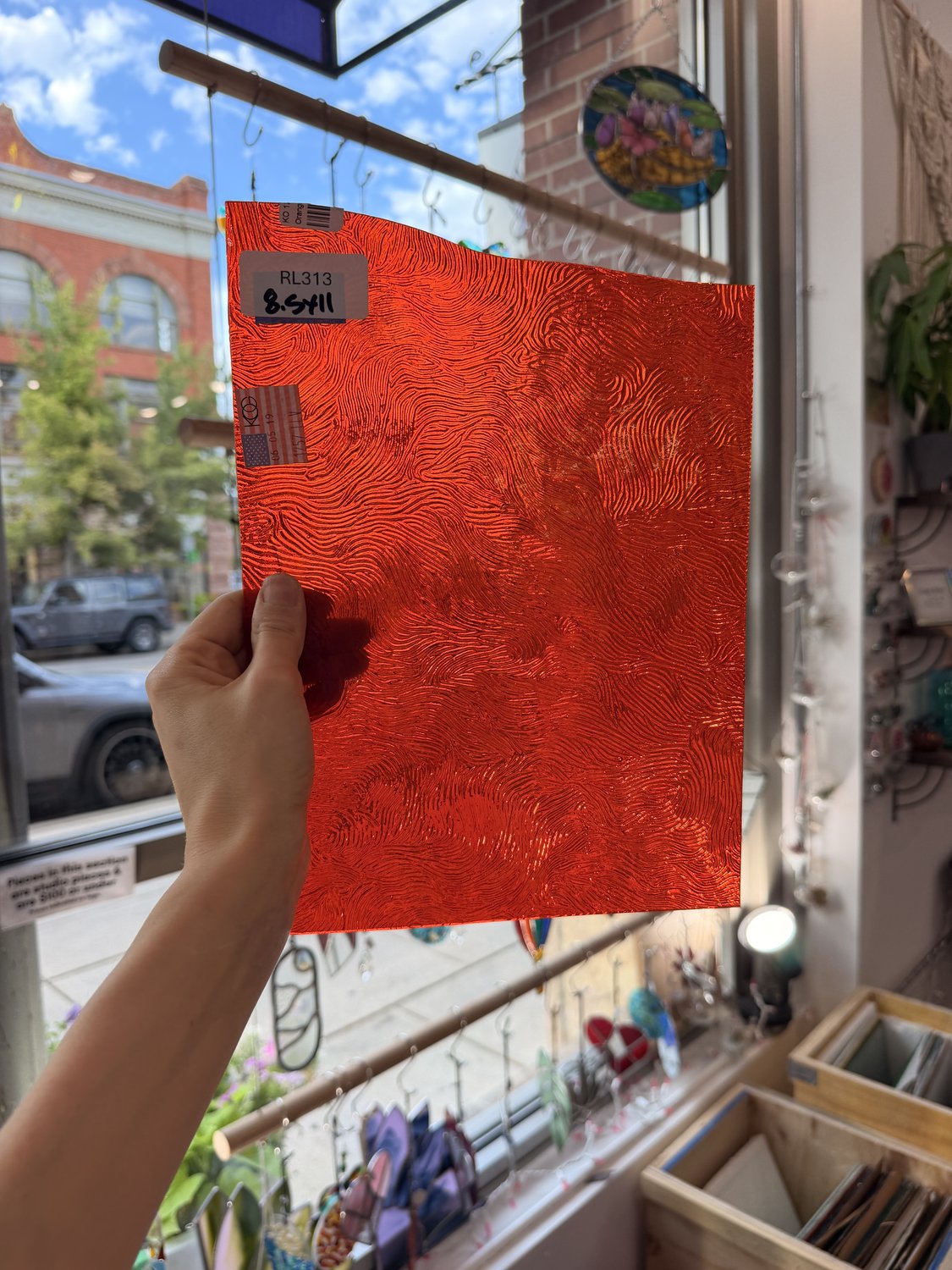 Orange Cathedral Transparent Textured Vertigo Kokomo Sheet Glass