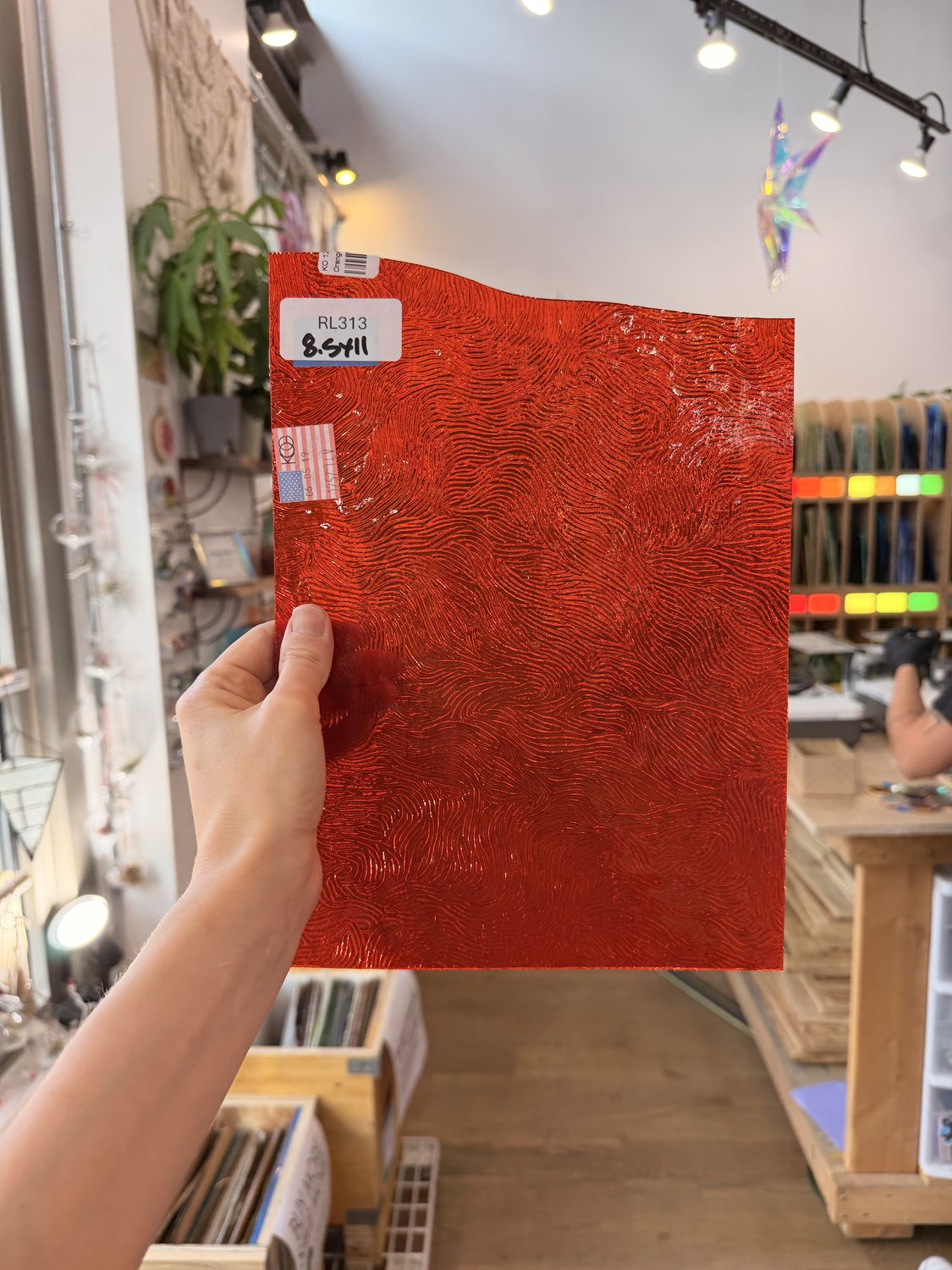 Orange Cathedral Transparent Textured Vertigo Kokomo Sheet Glass