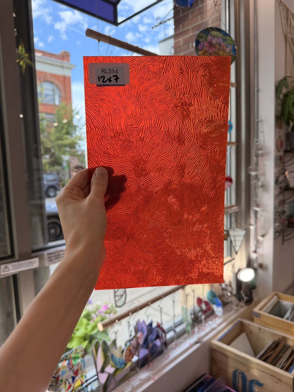 Orange Cathedral Transparent Textured Vertigo Kokomo Sheet Glass