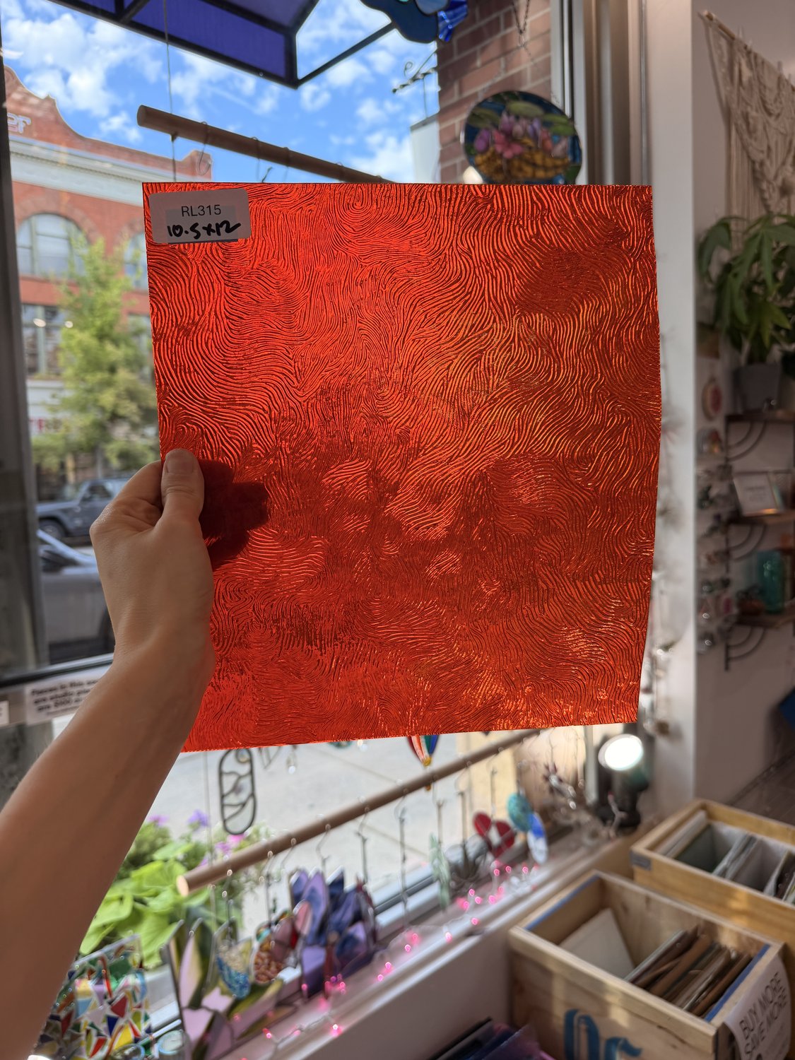 Orange Cathedral Transparent Textured Vertigo Kokomo Sheet Glass
