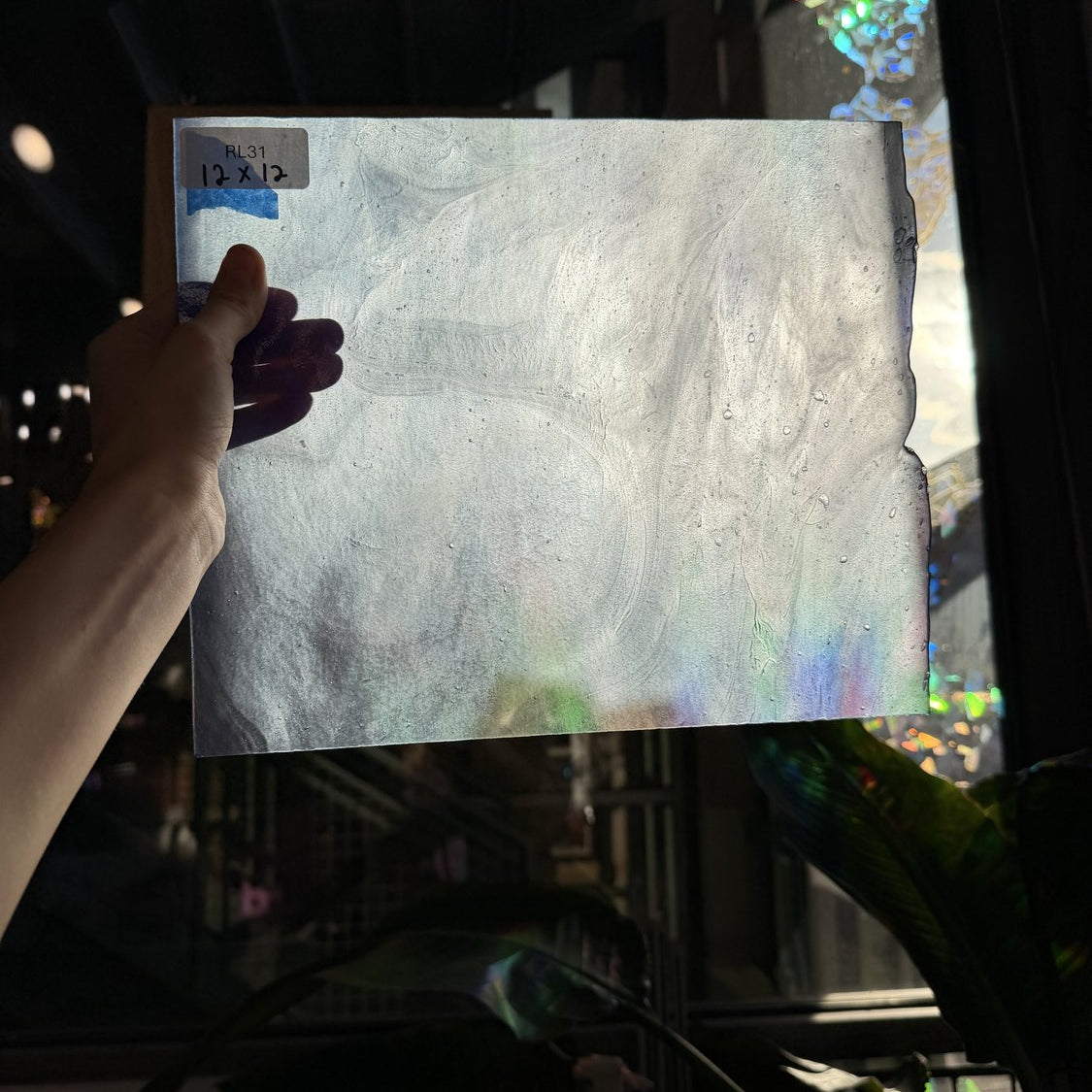 Periwinkle Stipple Youghiogheny Sheet Glass