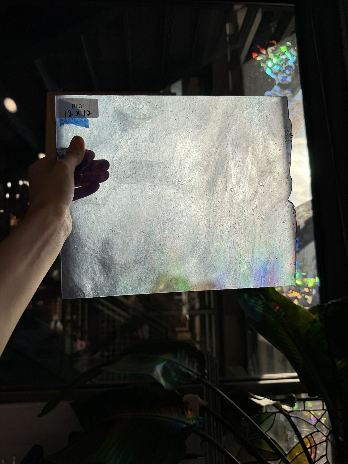 Periwinkle Stipple Youghiogheny Sheet Glass