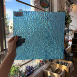 Iridescent Transparent Peacock Blue Tight Ripple Kokomo Sheet Glass – RL321