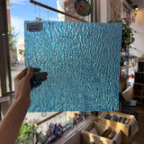 Iridescent Transparent Peacock Blue Tight Ripple Kokomo Sheet Glass – RL321
