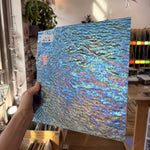 Iridescent Transparent Peacock Blue Tight Ripple Kokomo Sheet Glass – RL322