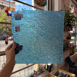 Iridescent Transparent Peacock Blue Tight Ripple Kokomo Sheet Glass