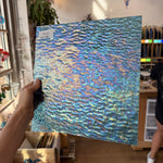 Iridescent Transparent Peacock Blue Tight Ripple Kokomo Sheet Glass