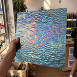 Iridescent Transparent Peacock Blue Tight Ripple Kokomo Sheet Glass