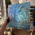 Iridescent Transparent Peacock Blue Tight Ripple Kokomo Sheet Glass – RL324