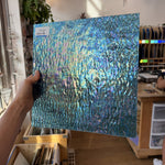 Iridescent Transparent Peacock Blue Tight Ripple Kokomo Sheet Glass – RL325