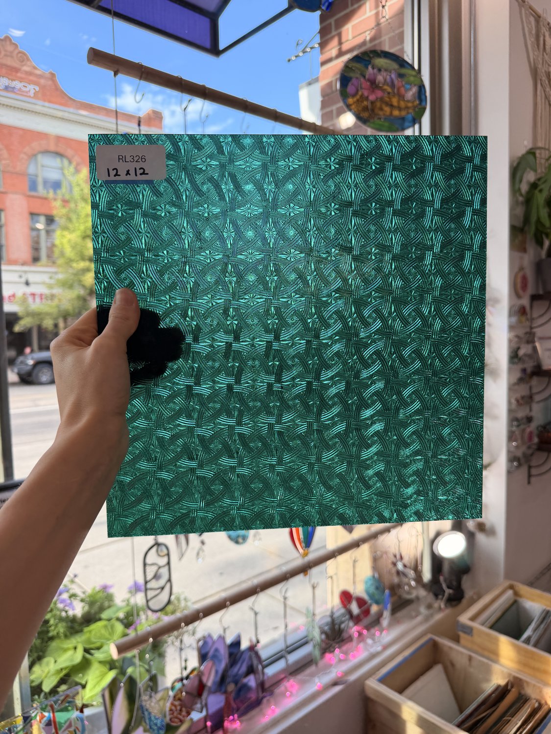 Teal Transparent Textured Celtic Kokomo Sheet Glass