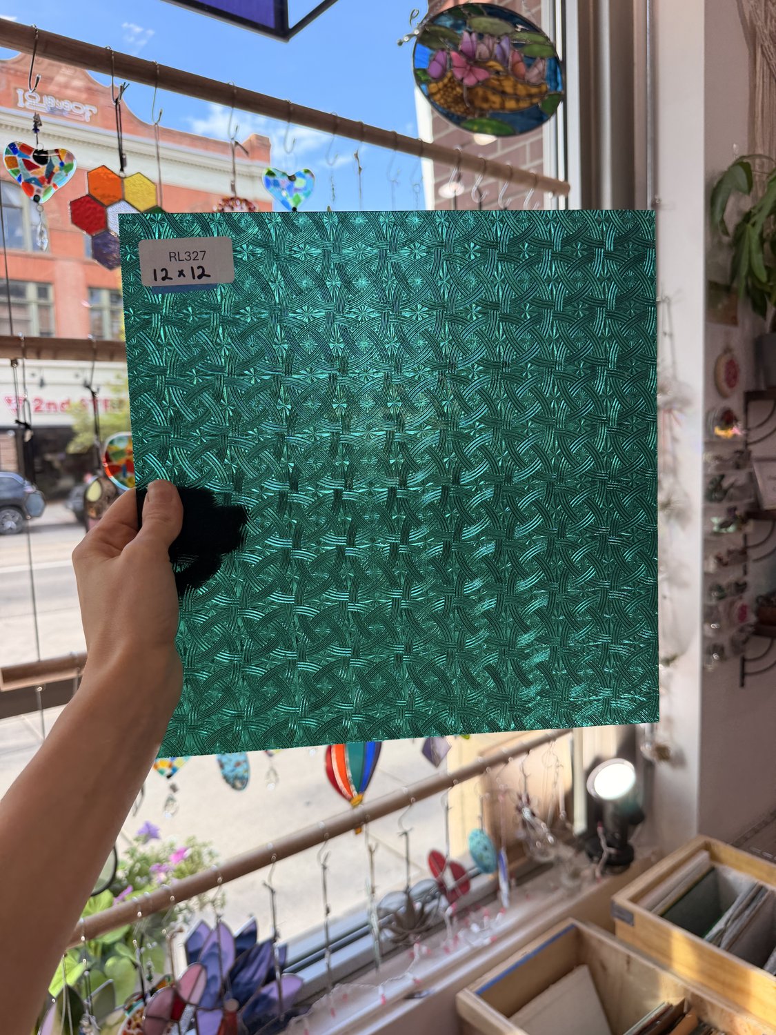 Teal Transparent Textured Celtic Kokomo Sheet Glass