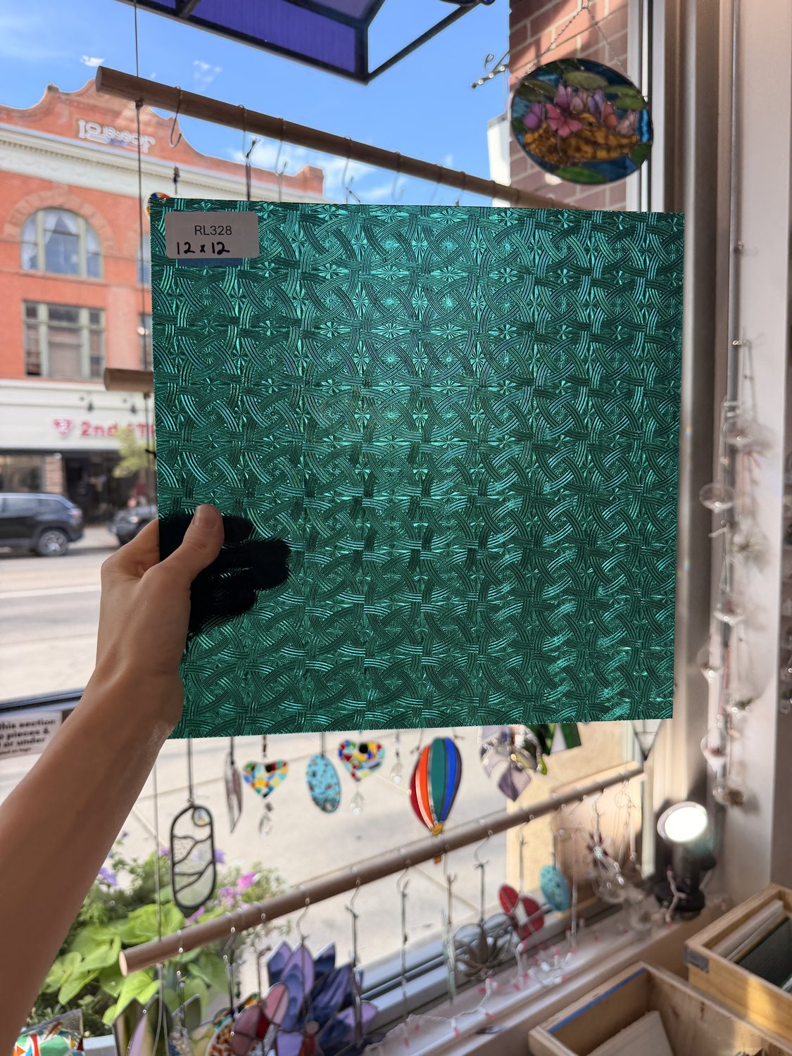 Teal Transparent Textured Celtic Kokomo Sheet Glass