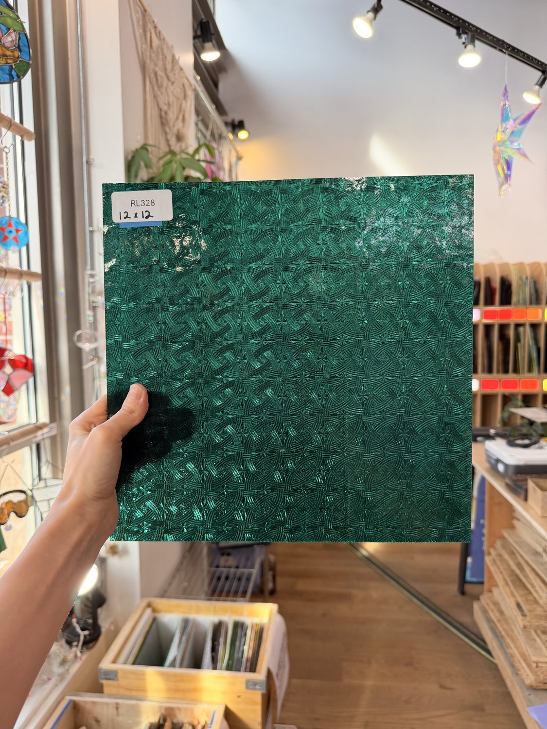 Teal Transparent Textured Celtic Kokomo Sheet Glass