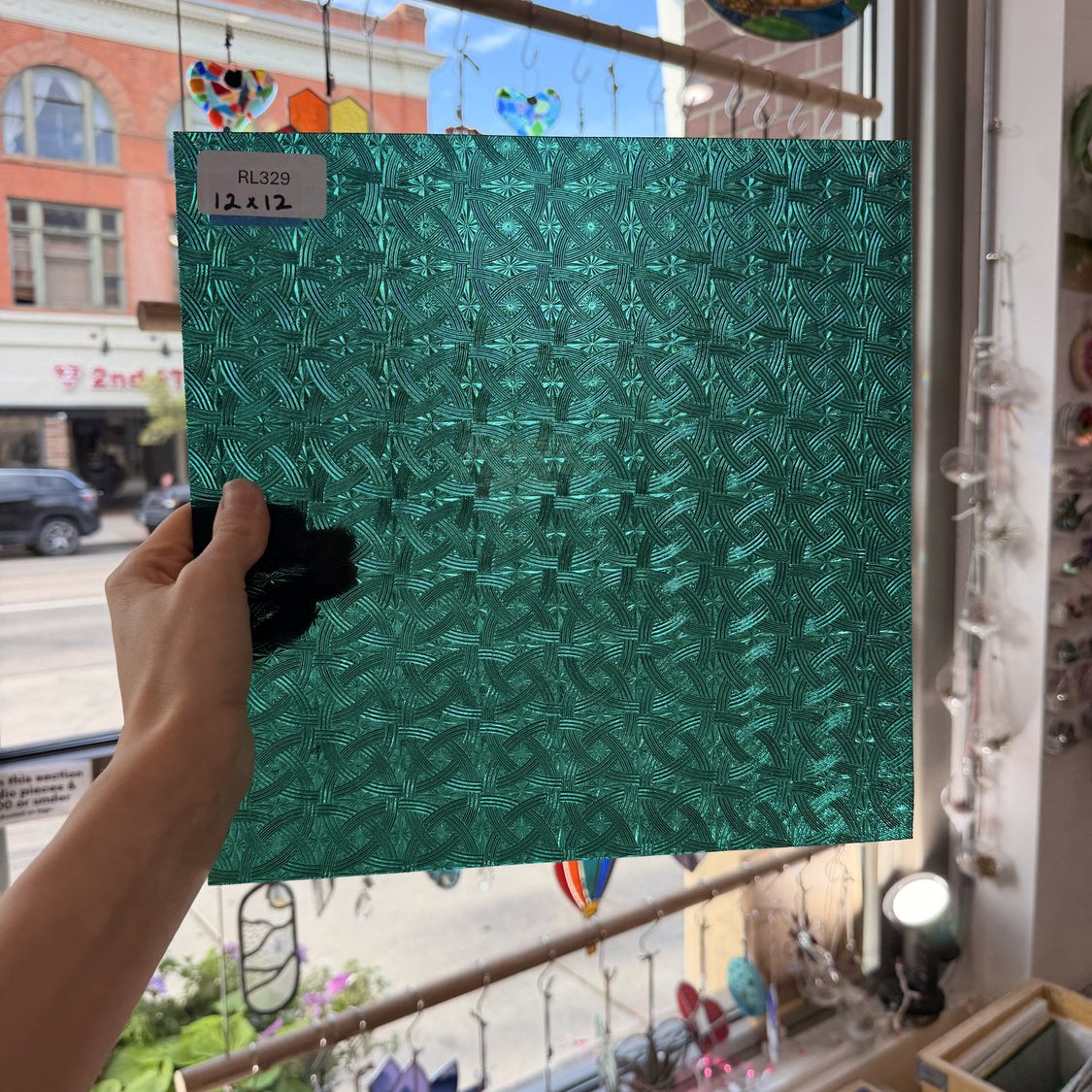 Teal Transparent Textured Celtic Kokomo Sheet Glass