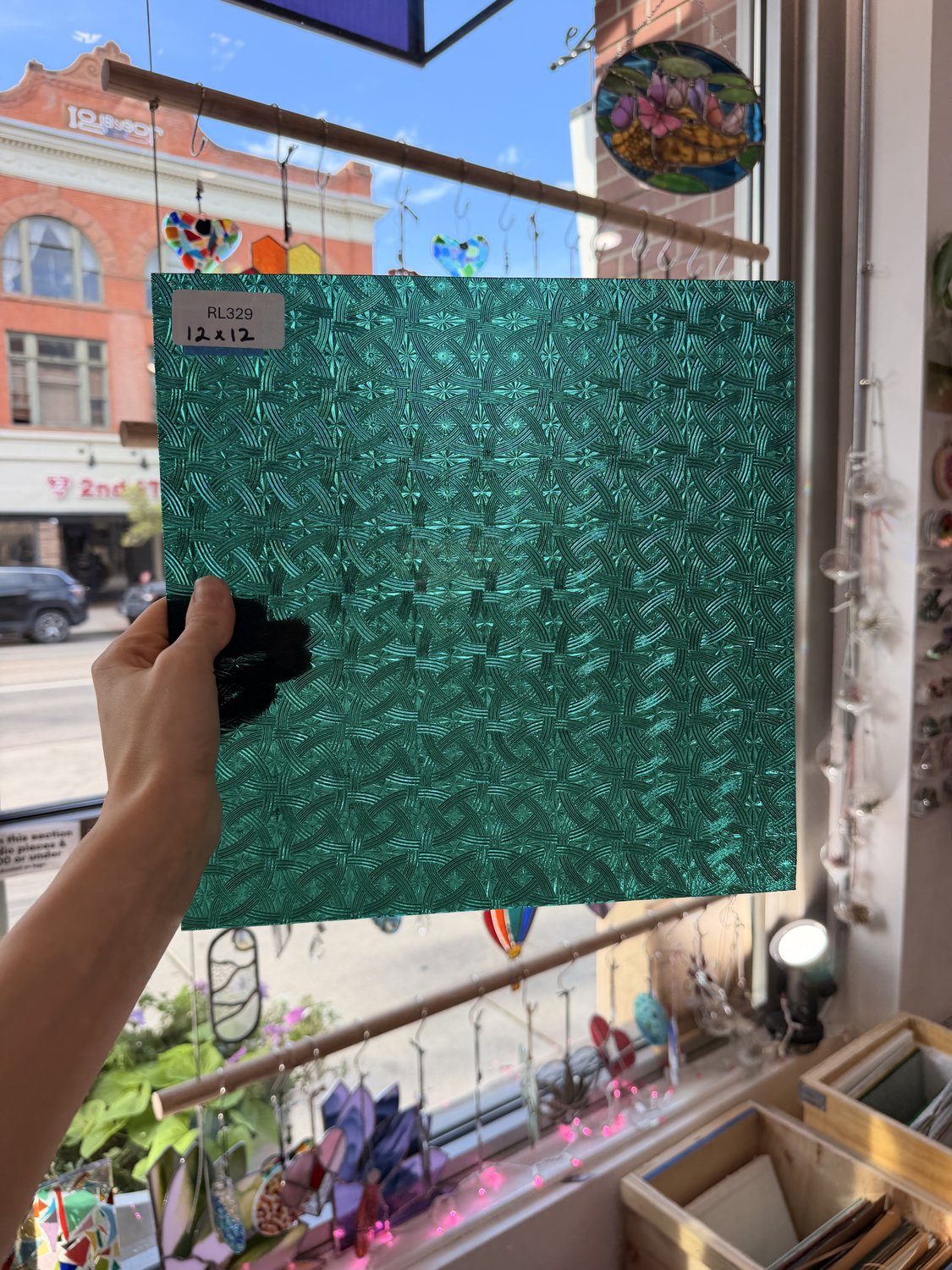 Teal Transparent Textured Celtic Kokomo Sheet Glass