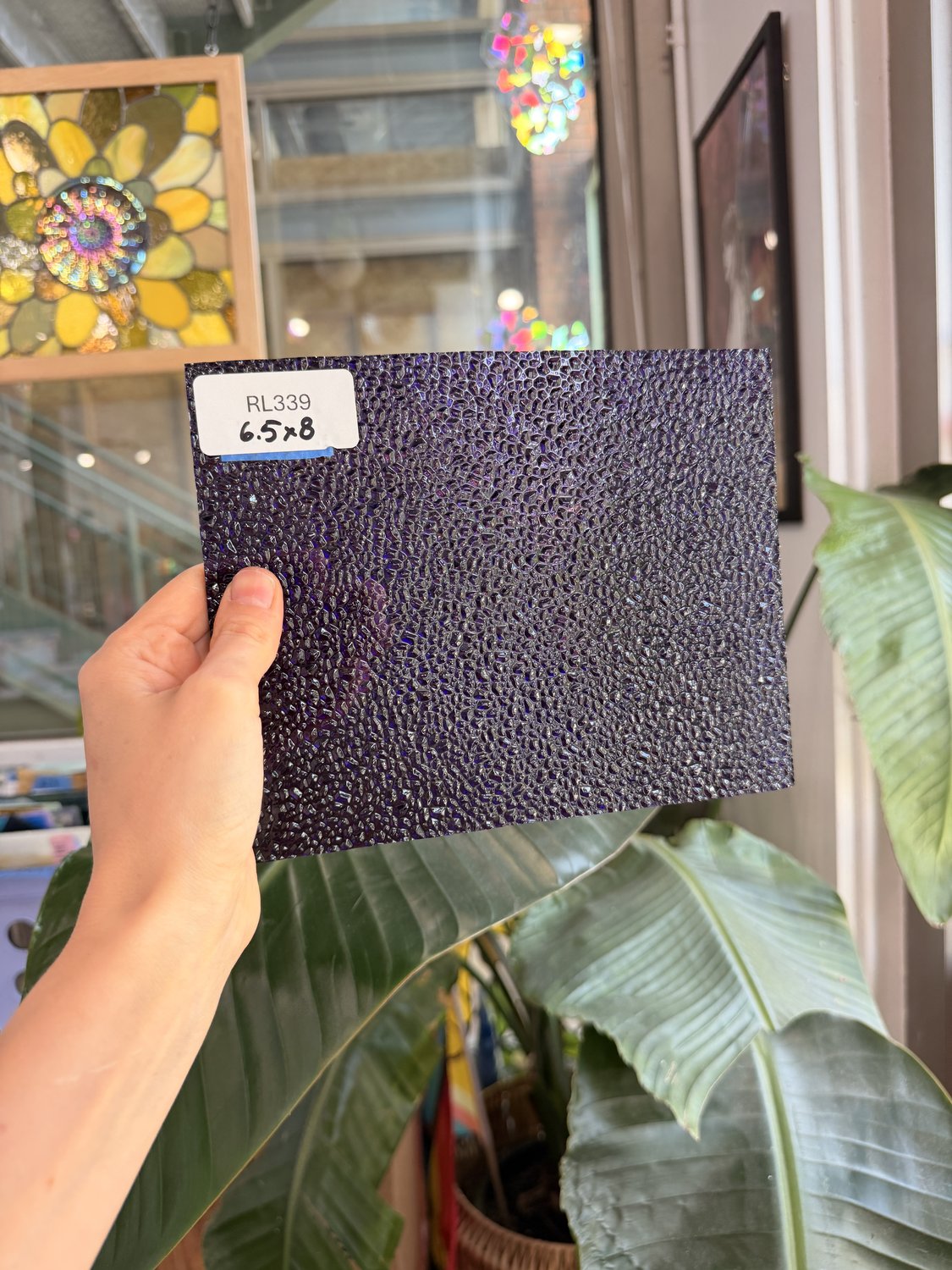 Iridescent Purple 311V Dew Drop Textured Transparent Wissmach Sheet Glass – RL339