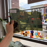 Green White Wispy Spectrum Sheet Glass